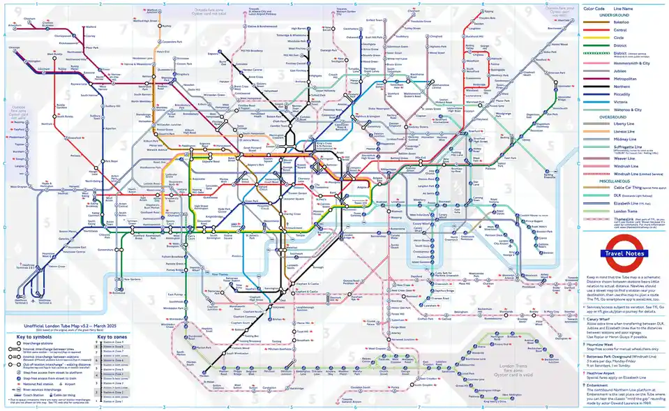 Unofficial 2025 London Tube Map Version 5.2
