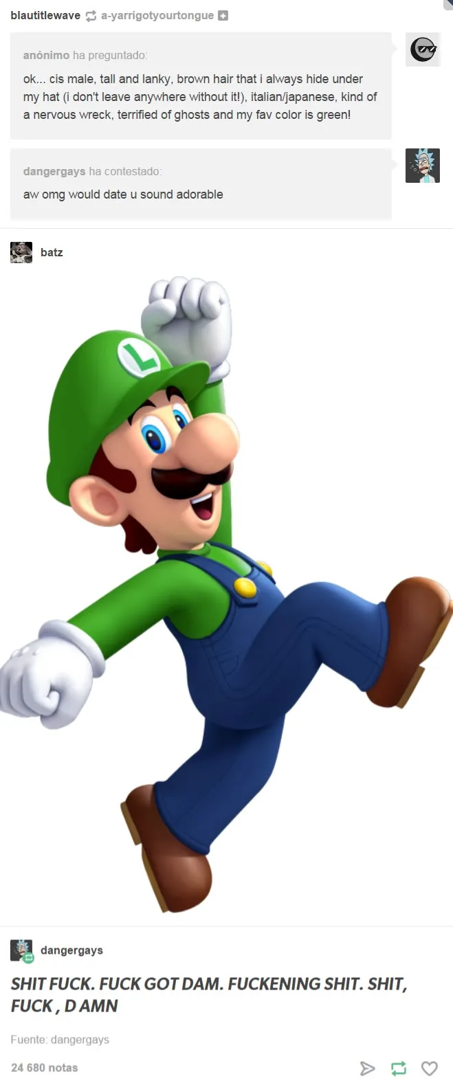 An image of Luigi from the Mario franchise, depicted in a dynamic running pose with a triumphant expression, is overlaid…