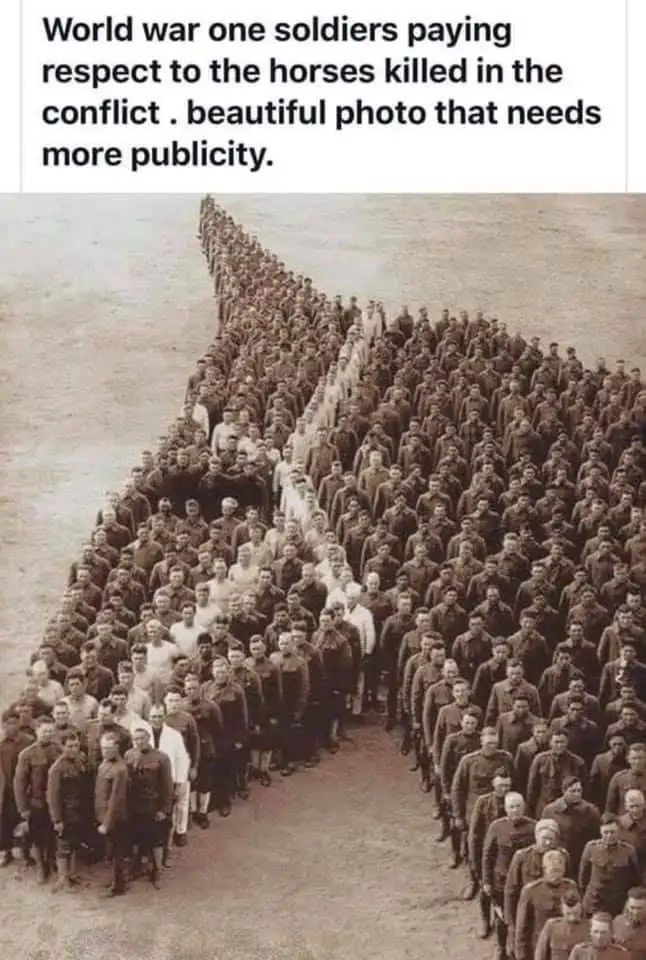 A sepia-toned historical photograph shows hundreds of World War I soldiers arranged in a large, precise formation that…