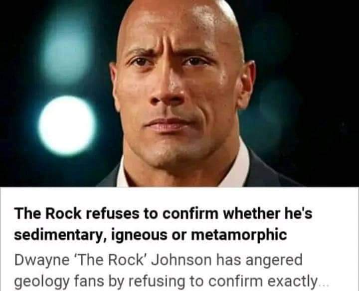 The image shows Dwayne 'The Rock' Johnson with a serious, slightly confused facial expression. Overlaid text reads: 'The…