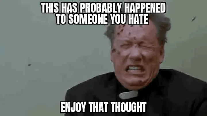 The image is a six-panel meme using a clip of actor Christopher Walken from the movie 'The Deer Hunter'. In the top row, he…