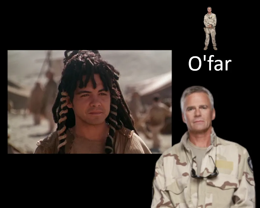 The image displays two men: one is a man with dreadlocks in a desert setting, and the other is a man in a military uniform…