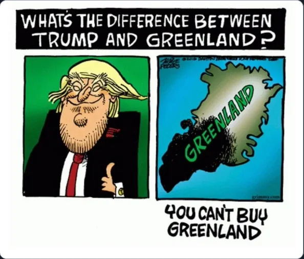 The image is a two-panel comic. The left panel shows a cartoon caricature of Donald Trump with his signature blonde hair and…