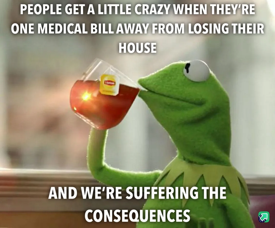 A green frog puppet, Kermit the Frog, is shown sipping tea from a glass mug with a Lipton tea bag visible. The image has…
