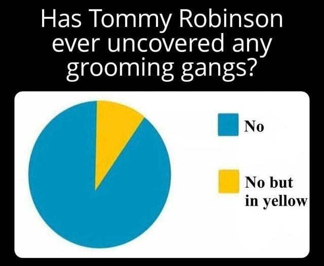 A pie chart with a large blue section labeled 'No' and a small yellow section labeled 'No but in yellow'. The text above…
