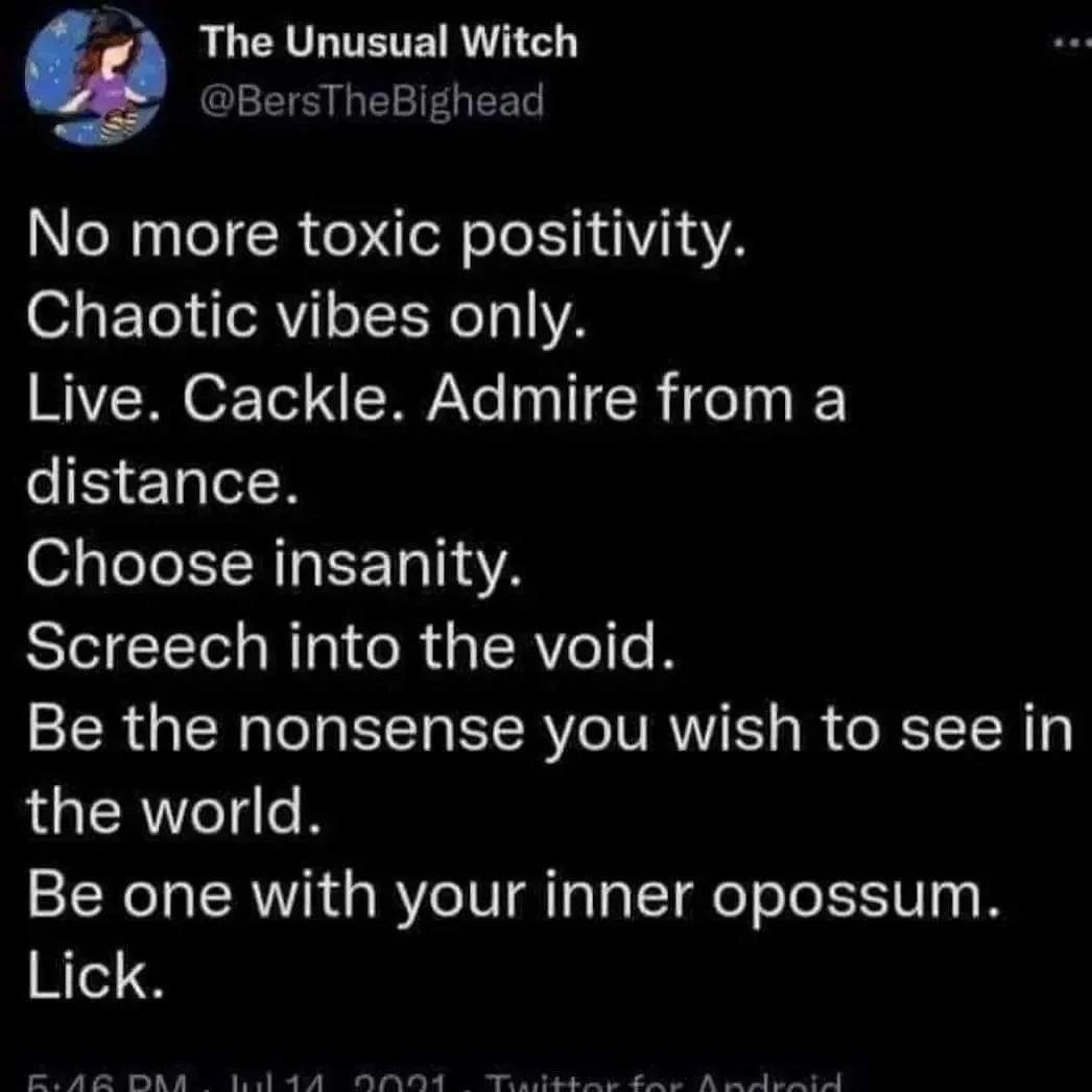 A screenshot of a Twitter post by 'The Unusual Witch' (@BersTheBighead) with white text on a black background. The text is a…