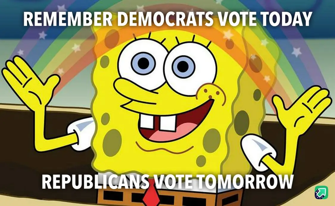 The image features the cartoon character SpongeBob SquarePants smiling broadly with both arms raised in a welcoming gesture…