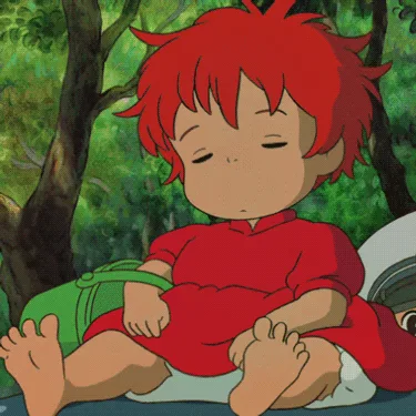 A six-panel animation shows a young boy with red hair sitting in a forest, transitioning from a calm expression to visibly…