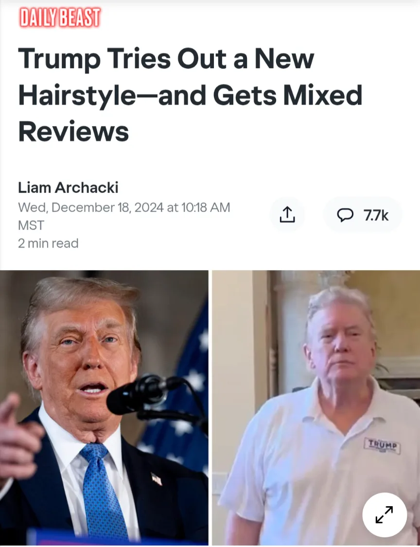 The image displays a split-screen comparison: on the left, Donald Trump in a suit and tie speaking at a podium with an…