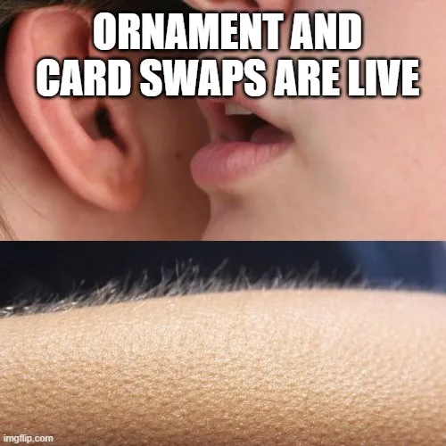 The image is split into two parts: the top shows a close-up of a person's ear and mouth, with the text 'ORNAMENT AND CARD…