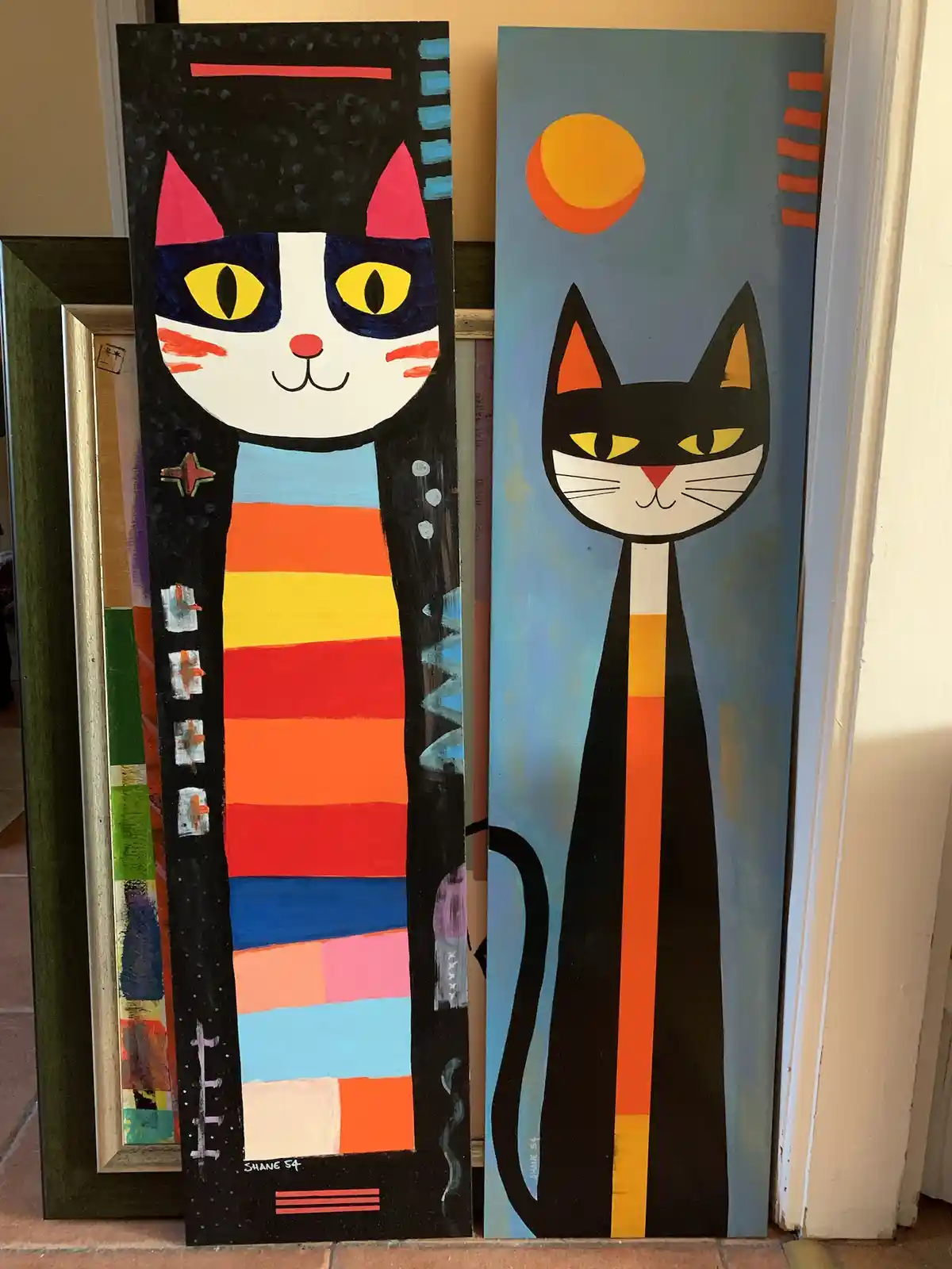 Cat Art: Just Two Felines Chilling Together