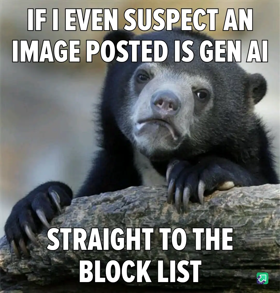A close-up photo of a sloth bear with a skeptical, disapproving expression, resting its paws on a log. White bold text…