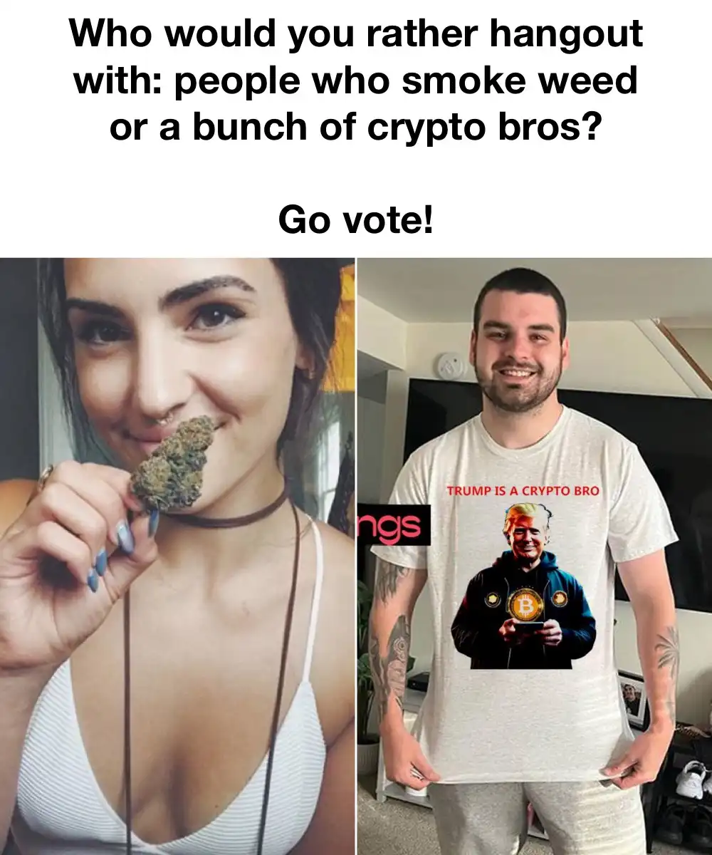 The image is split into two panels. The left panel shows a woman holding a large cannabis bud near her mouth. The right…
