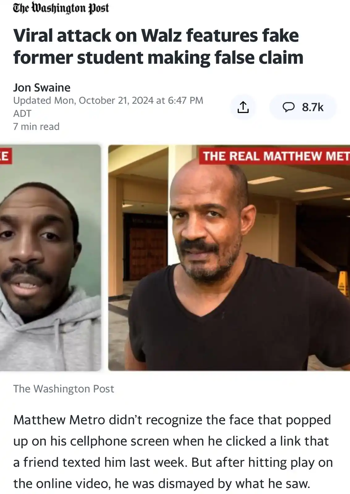 The image shows a split-screen from a Washington Post article. On the left is a man in a grey hoodie, and on the right is a…