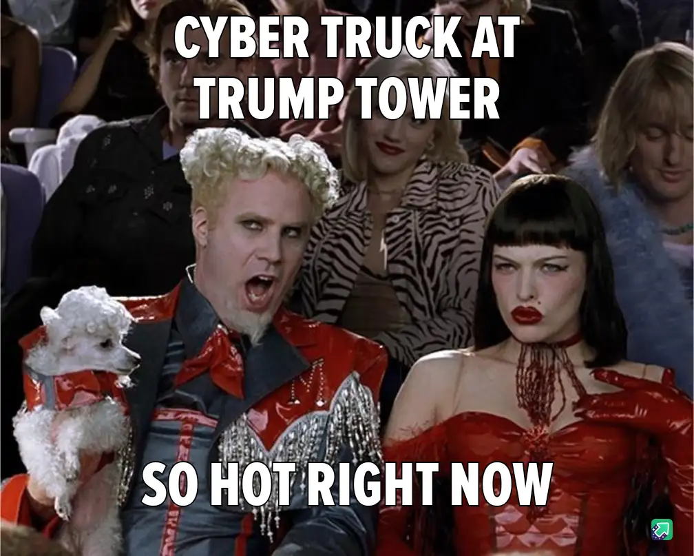 A still from the movie 'The Matrix Reloaded' shows a man with a white curly wig and red outfit holding a small white dog…