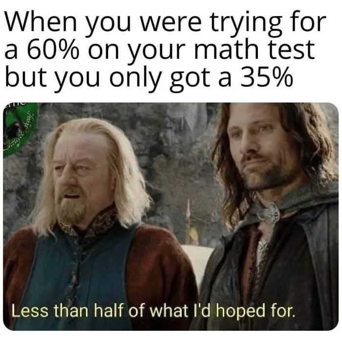 The image shows two men from a fantasy movie, one with long white hair and a beard looking disappointed, the other with long…