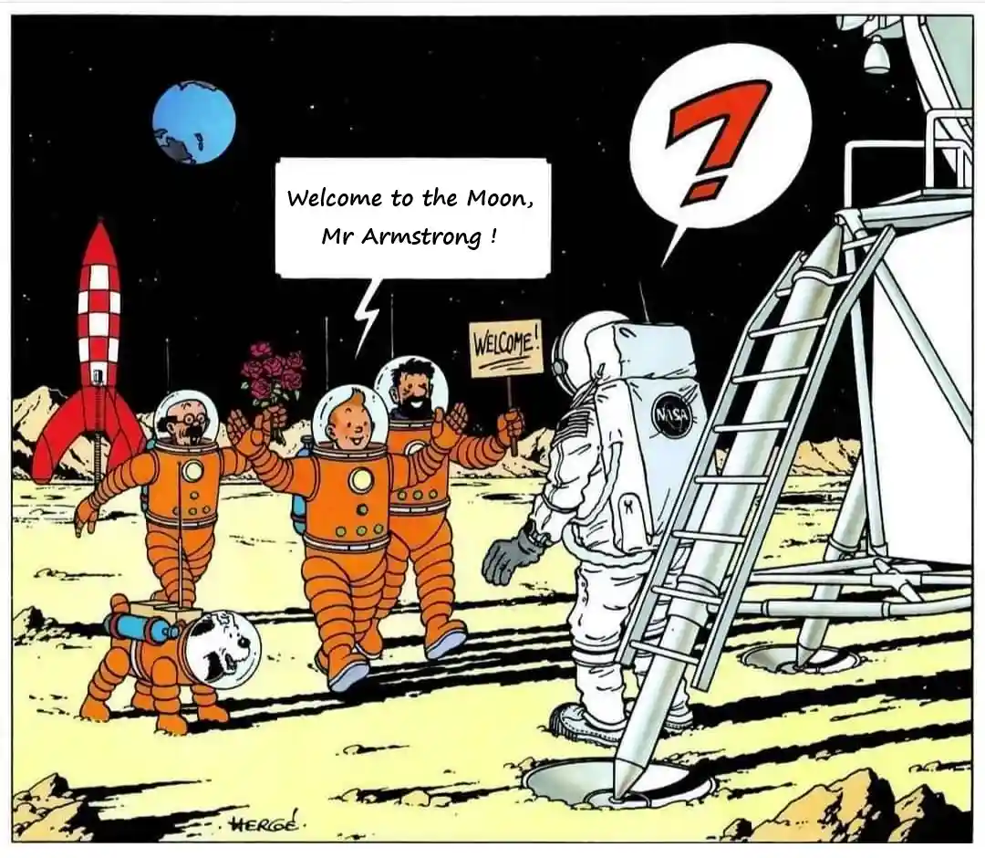 Tintin's Adventure with NASA's Lunar Landing