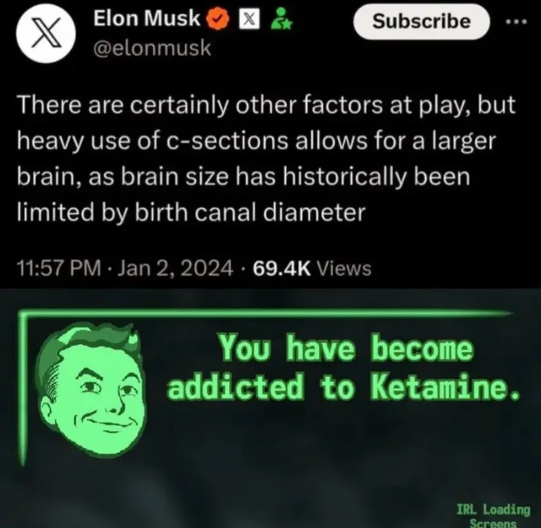 The image shows a screenshot of a tweet from Elon Musk's X account, which reads: 'There are certainly other factors at play…