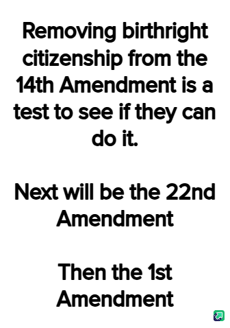A white background image with bold black text in three stacked lines. The first line reads 'Removing birthright citizenship…