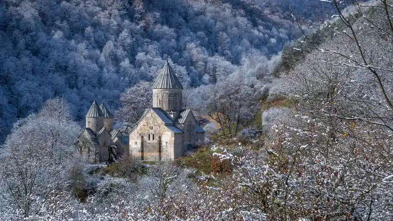 Haghartsin Monastery, a 10th-century Armenian architectural gem, is nestled deep in Dilijan National Park, boasting multiple…
