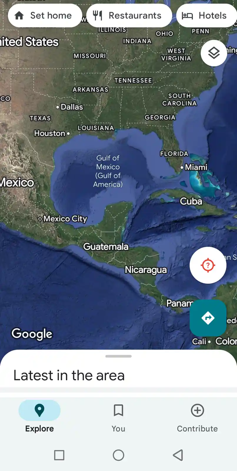 A screenshot of a Google Maps interface showing the Gulf of Mexico, with the text 'Gulf of Mexico (Gulf of America)'…