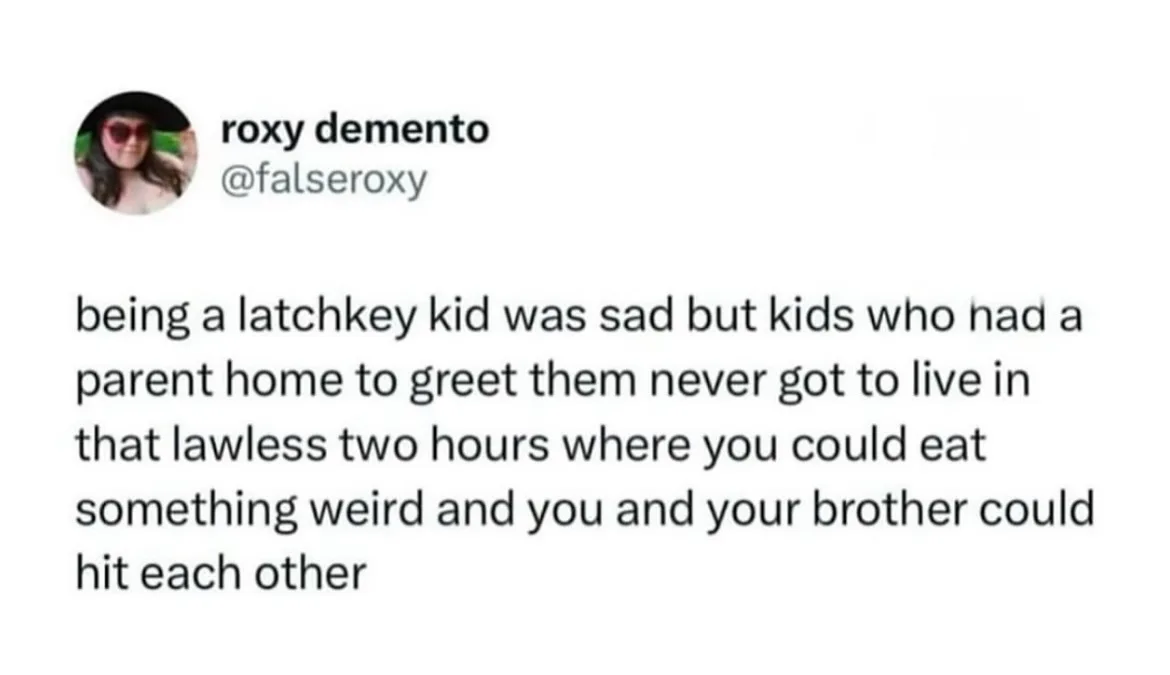 A screenshot of a tweet by Roxy Demento (@falseroxy) showing her profile picture and text. The text humorously contrasts the…