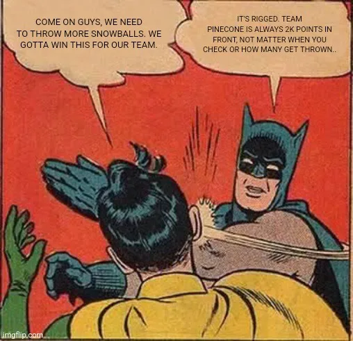 A comic book panel shows Batman from behind, punching Robin in the back of the head. Batman's speech bubble says, 'COME ON…