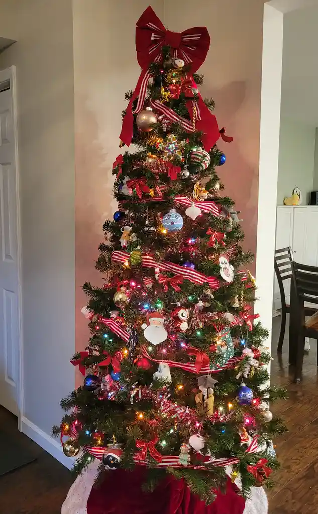 Our Christmas tree is looking festive and bright!