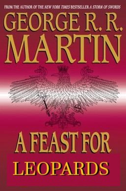 The image displays the book cover for 'A Feast for Leopards' by George R.R. Martin. The cover features the author's name in…