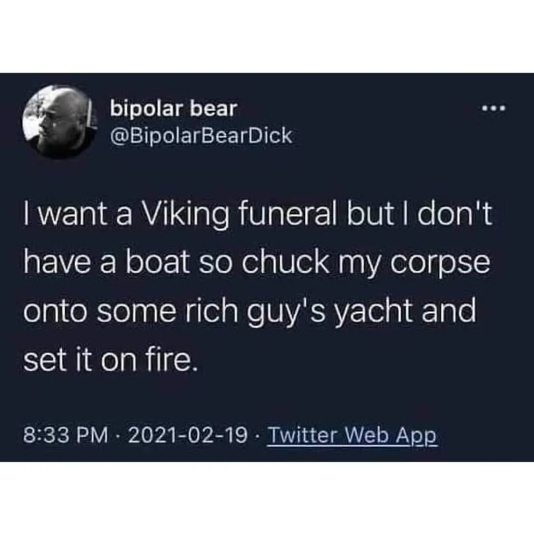 A screenshot of a Twitter post from user 'bipolar bear' (@BipolarBearDick) dated February 19, 2021, showing a dark-themed…