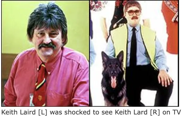 The image shows two side-by-side photos of men with similar appearances but different names. The left photo features a man…